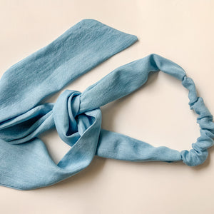 Elastic Tie Headband - Chambray