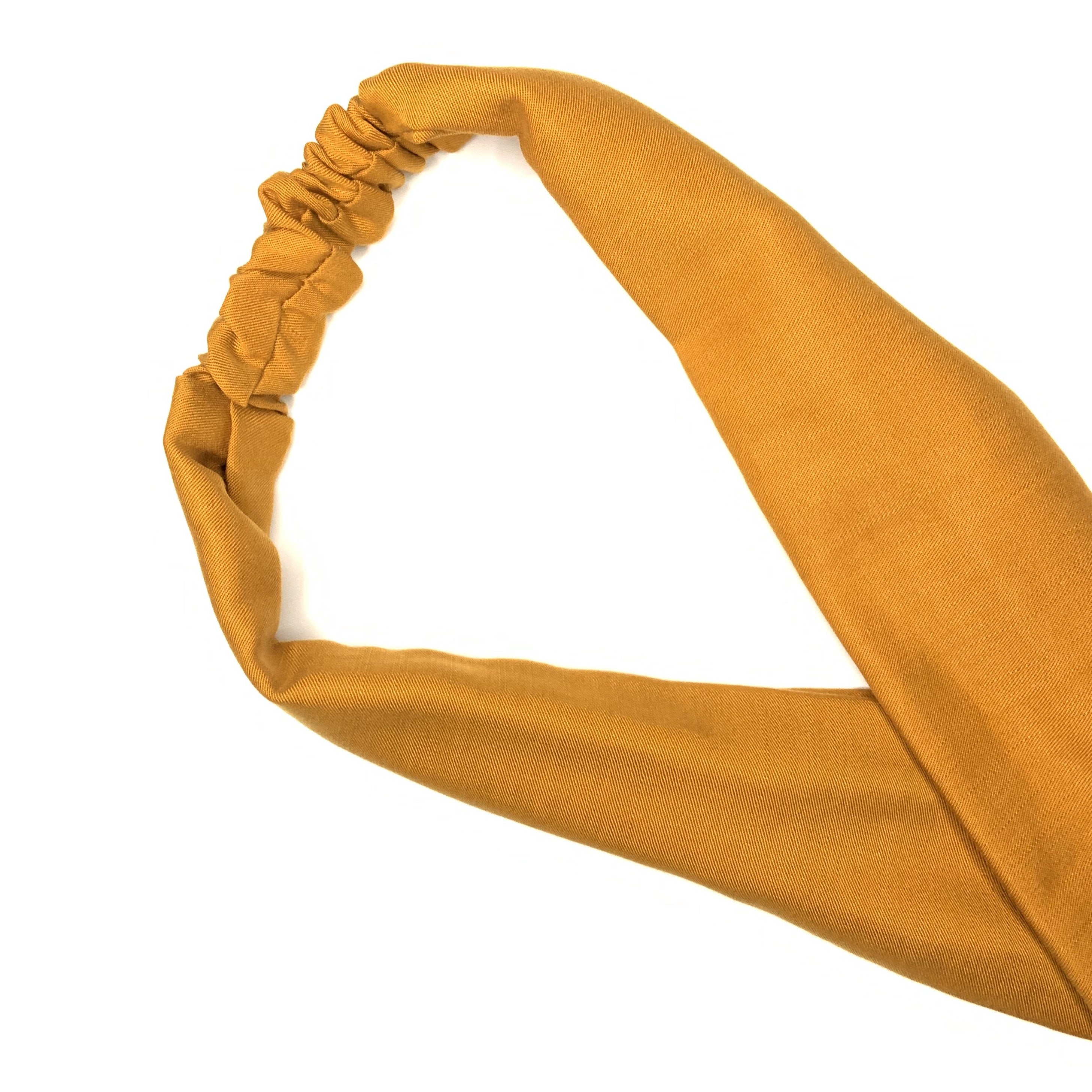 Elastic Tie Headband - Orange Denim Chambray